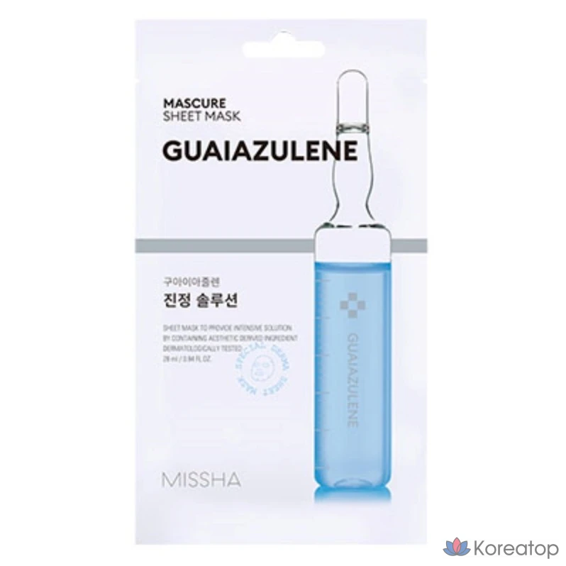 Тканевая маска для лица Missha Mascure Soothing Solution с гвайазуленом, 1 упаковка, 1 штука