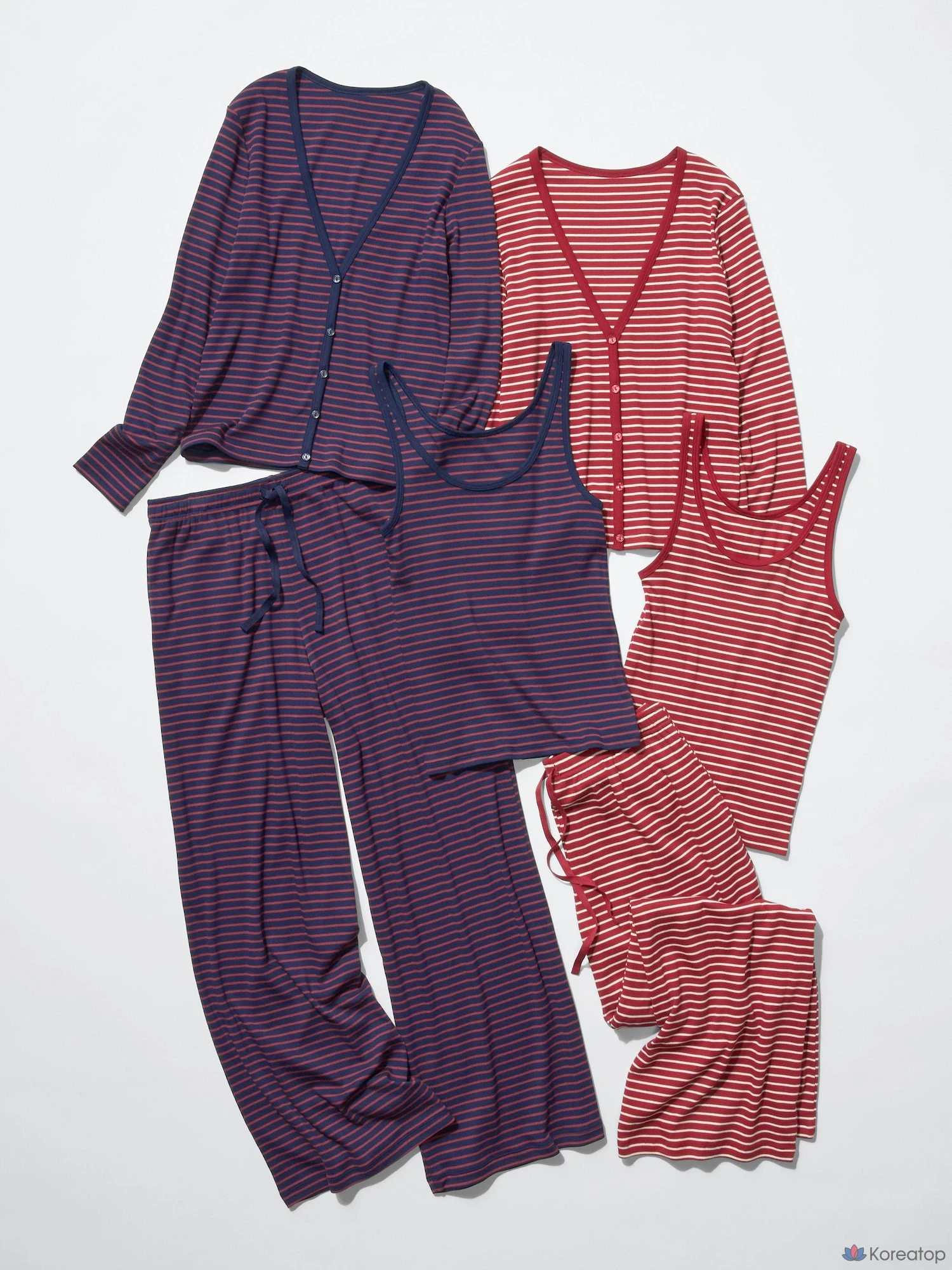 Брюки Uniqlo Rib Wide Easy Pants, в полоску