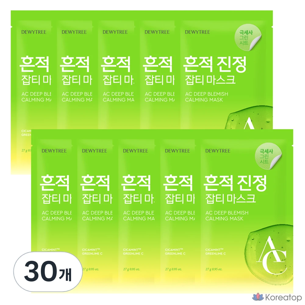 Успокаивающая маска для лица Dewtree AC Deep Trace, 1 упаковка, 30 штук.