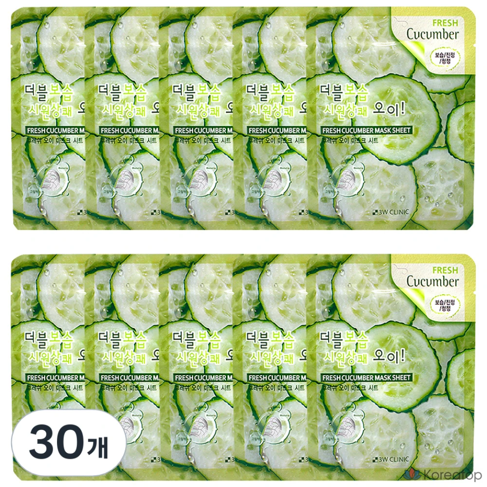 Тканевая маска для лица 3W Clinic Fresh Cucumber Mask, 1 упаковка, 30 листов