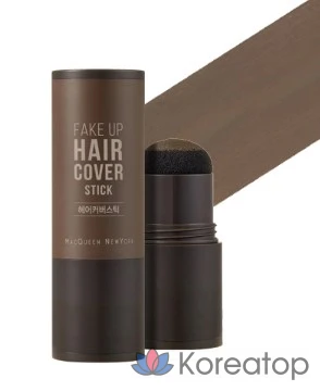 Накладные пряди для волос Mqny New York Fake Up Hair Cover Stick 2,5 г, темно-коричневые, 1 шт.