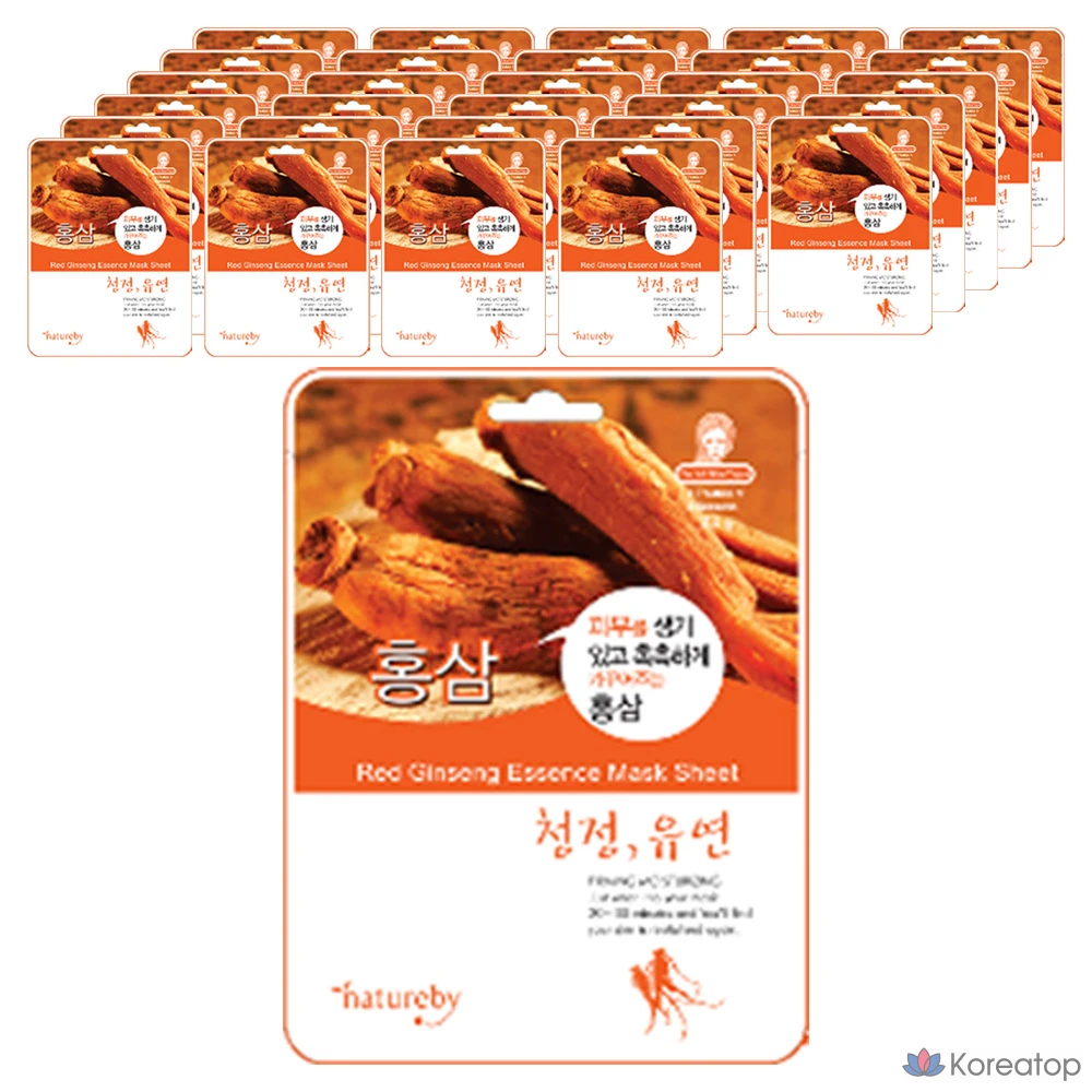 Маска для лица Natureby Essence Mask Pack с красным женьшенем, 23 г, 90 штук, 2 упаковки.