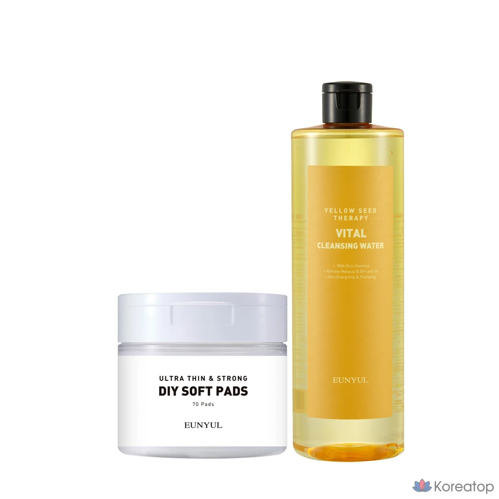 Очищающая вода Eunyul Yellow Seed Therapy Vital 500 мл, набор из 70 подушечек, 1 комплект