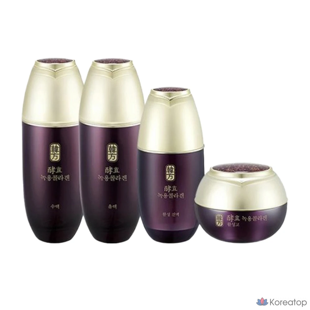 1 набор из 4 базовых наборов зеленого коллагена (сок + молоко + эссенция + активный ингредиент)