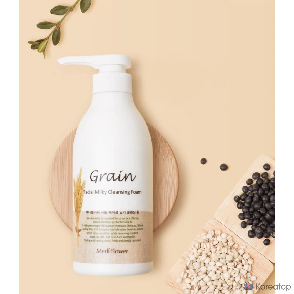 Очищающая пенка MediFlower Grain Facial Milky Cleansing Foam, 500 мл, 1 шт.