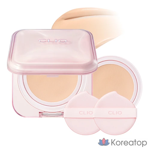Набор тональных кремов Clio Kill Cover Mesh Glow Essential Cushion Set [Продукт + Сменный блок] + 2 спонжа, 23N Имбирь, 1 шт.