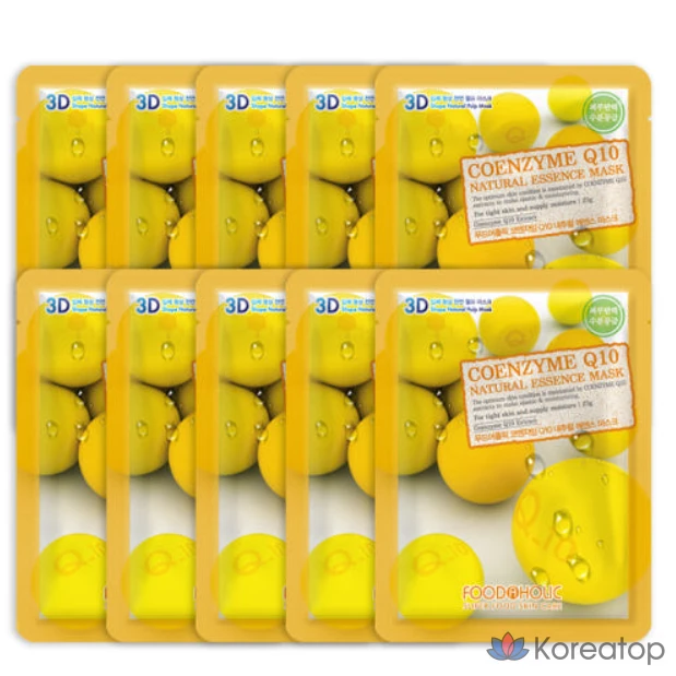 Маска-эссенция FoodaHolic 3D Natural Essence Mask с коэнзимом Q10, 3 шт., 50 шт.