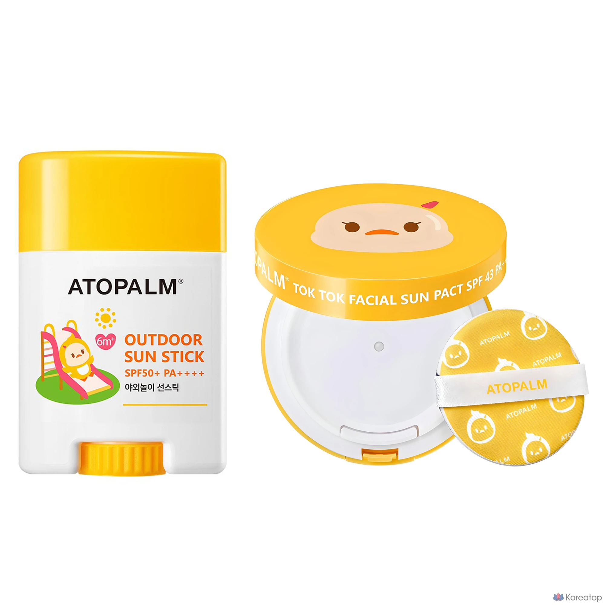 Солнцезащитный тюбик для лица Atopalm Tok Tok для младенцев SPF43 PA+++ 15 г + солнцезащитный стик SPF50+ PA++++ 21 г, 1 комплект