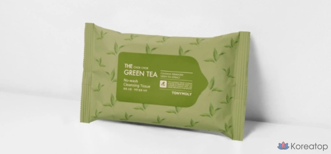 Очищающие салфетки Tony Moly The Chok Chok Green Tea No Wash Cleansing Tissue, 20 шт.
