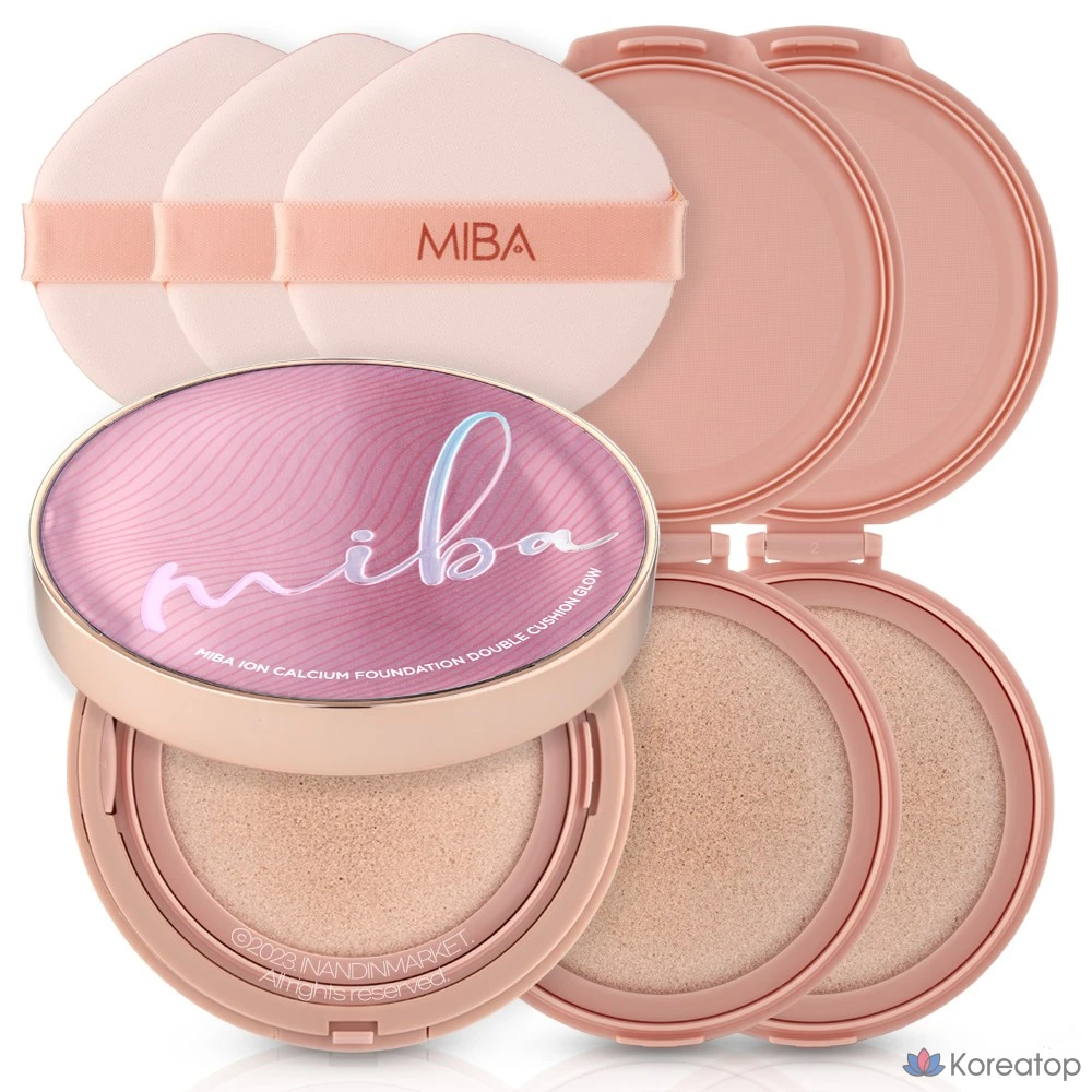 Кушон MIBA Big Cushion Season 3 Ion Calcium Foundation Double Cushion Glow, оттенок 23, 3 шт.