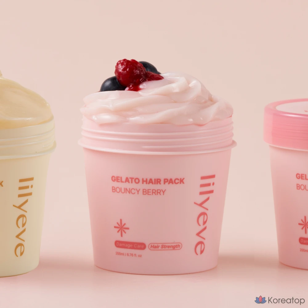 Восстанавливающая маска для волос Lilyeve Repair Gelato Hair Pack Bouncy Berry с высокой концентрацией протеина для поврежденных волос, содержит экстракт морских водорослей, 1 шт., 200 мл