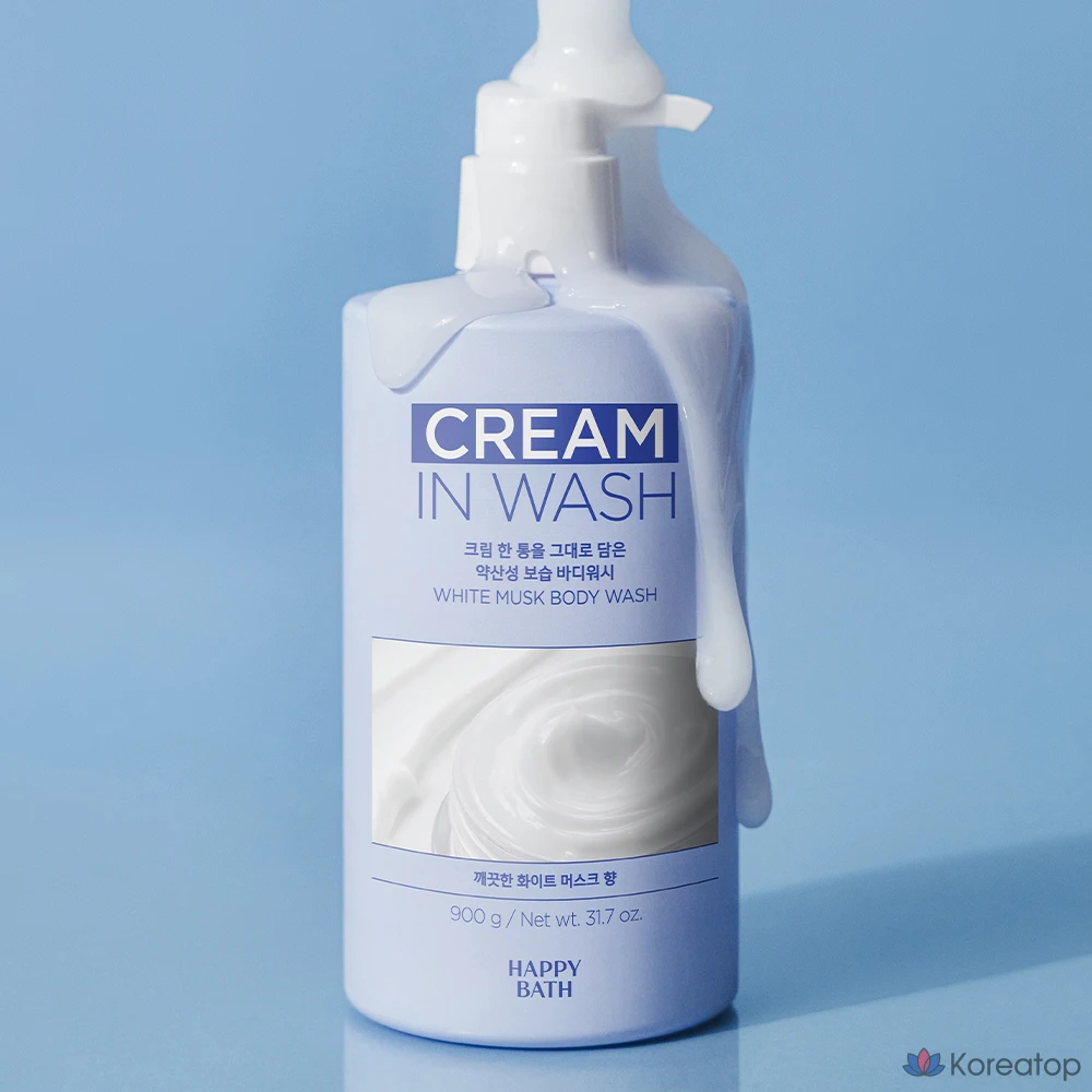 Увлажняющий гель для душа Happy Bath Cream с мягкой кислотностью и ароматом белого мускуса, 900 г, 1 шт.