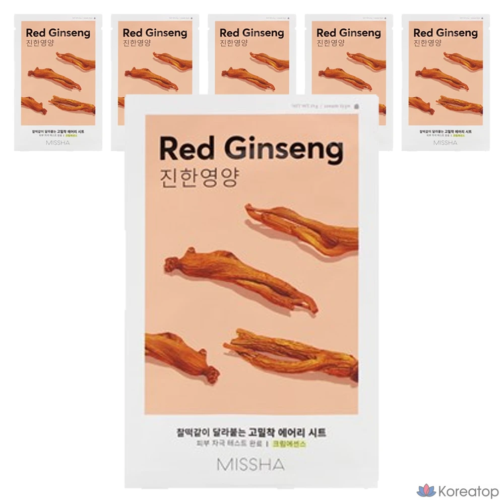 Тканевая маска для лица Missha Airy Fit Sheet Mask Red Ginseng, 6 шт.