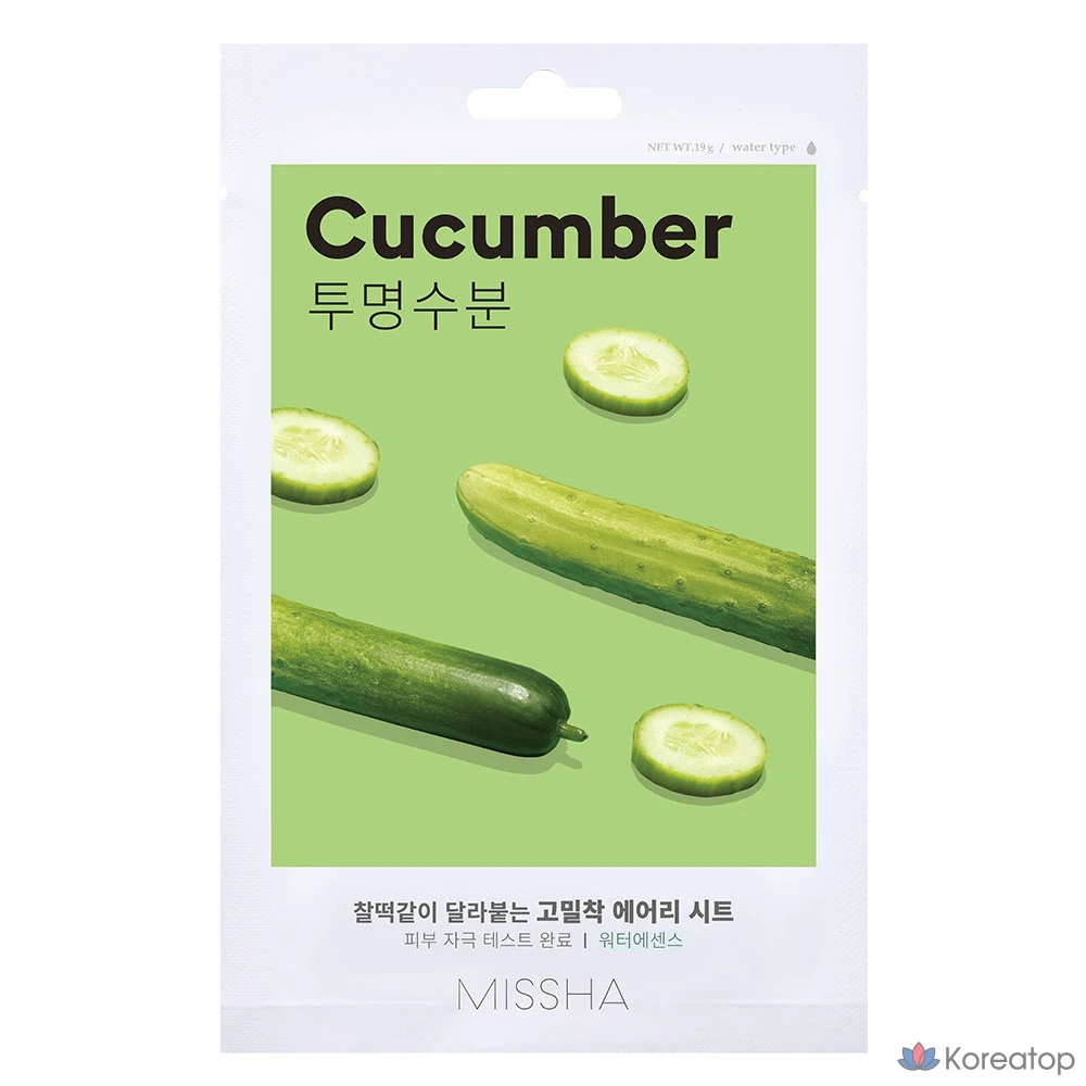 Маска-салфетка Missha Airy Close-Fit с ароматом огурца, 1 упаковка, 1 шт.