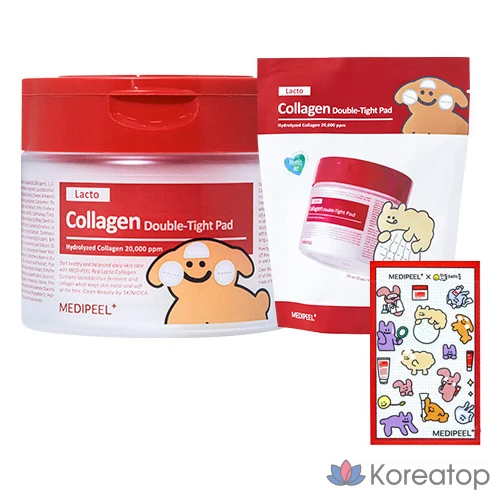 Medi-Peel Dandelion Heart Red Lacto Collagen Double Tight Pad, 270 мл, сменный блок, наклейки, 140 листов, 1 упаковка