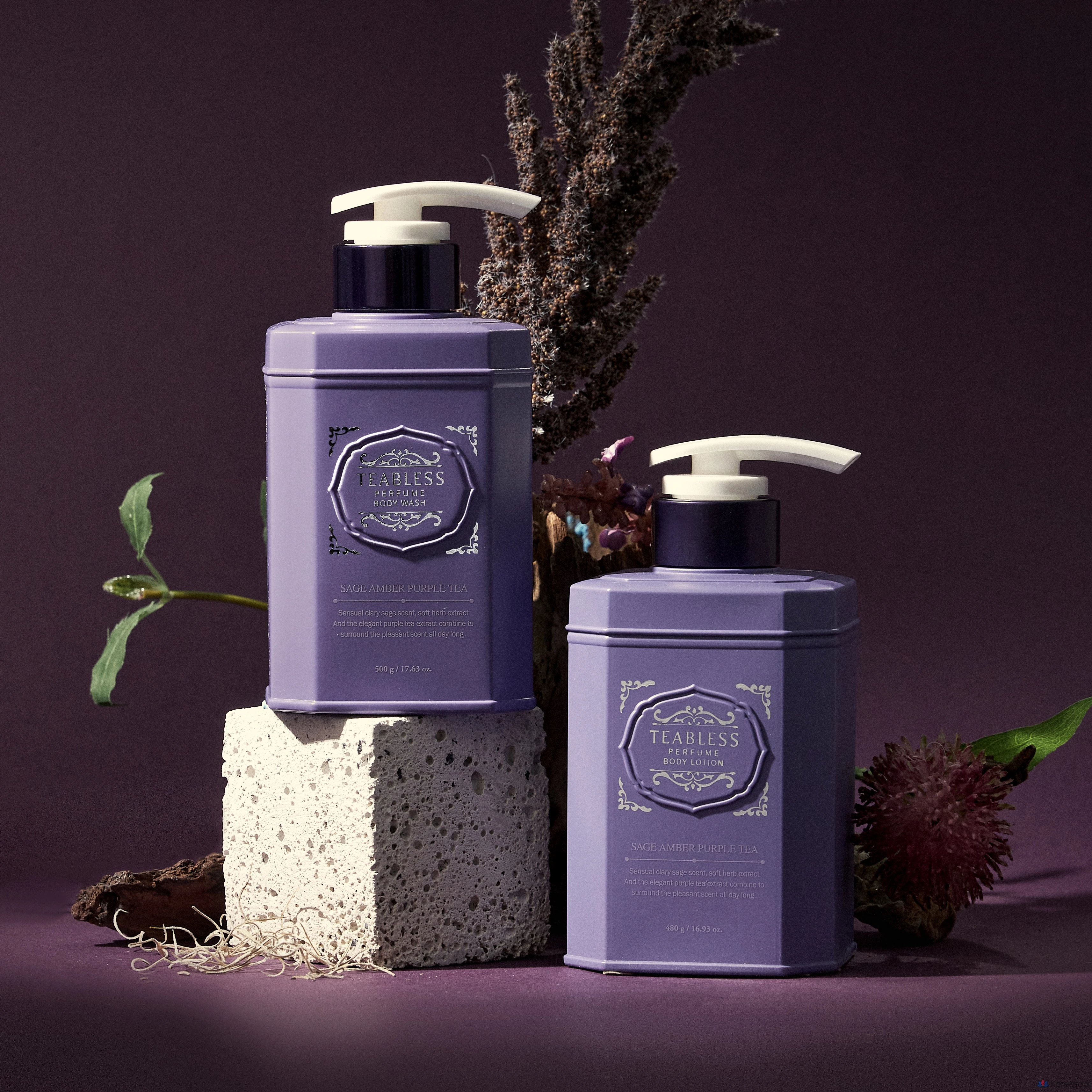 Набор для ухода TEABLESS Sage Amber Purple Tea Perfume Body Lotion & Body Wash Gift Set, 3 шт., фото 3