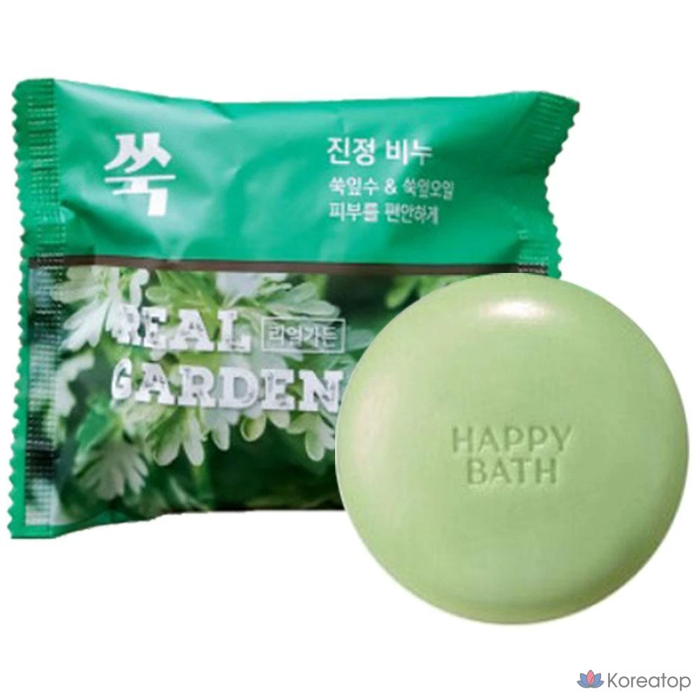 Очищающее мыло Happy Bath Real Garden 90 г с юдзу и витаминами (8 шт.) успокаивающее мыло с полынью (8 шт.)