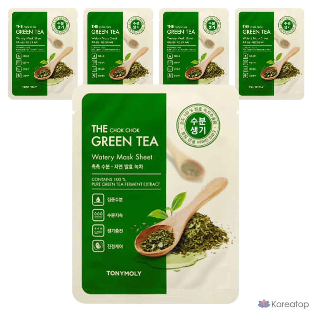 Увлажняющая маска для лица Tony Moly The Chok Chok с зеленым чаем, 5 штук.