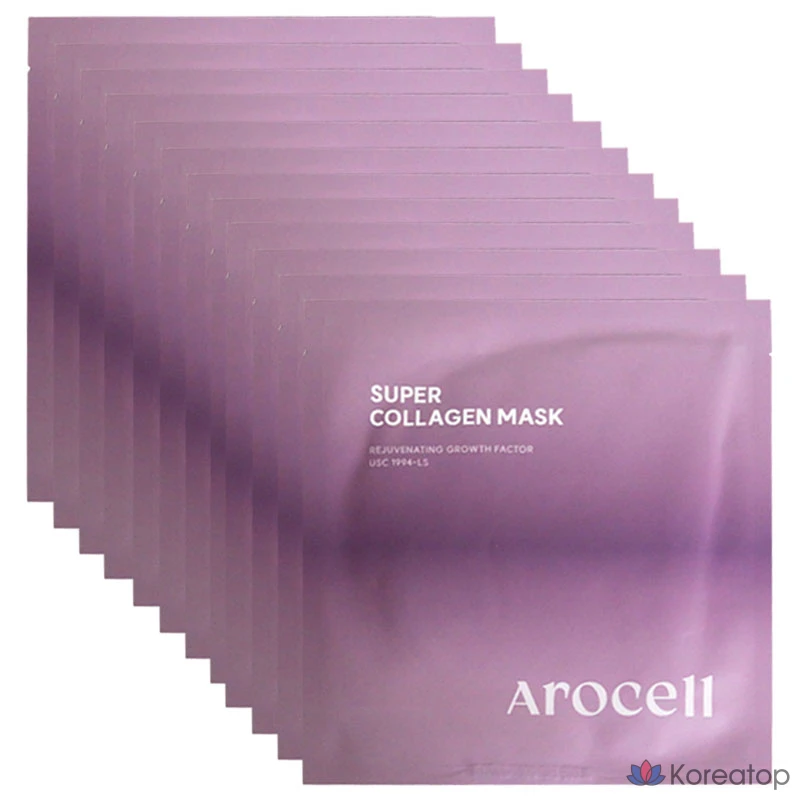 Маска Arocell Super Collagen, 3 коробки (12 упаковок). Содержит раствор для культивирования коллагена из стволовых клеток пуповинной крови человека, 4 штуки, 3 упаковки.