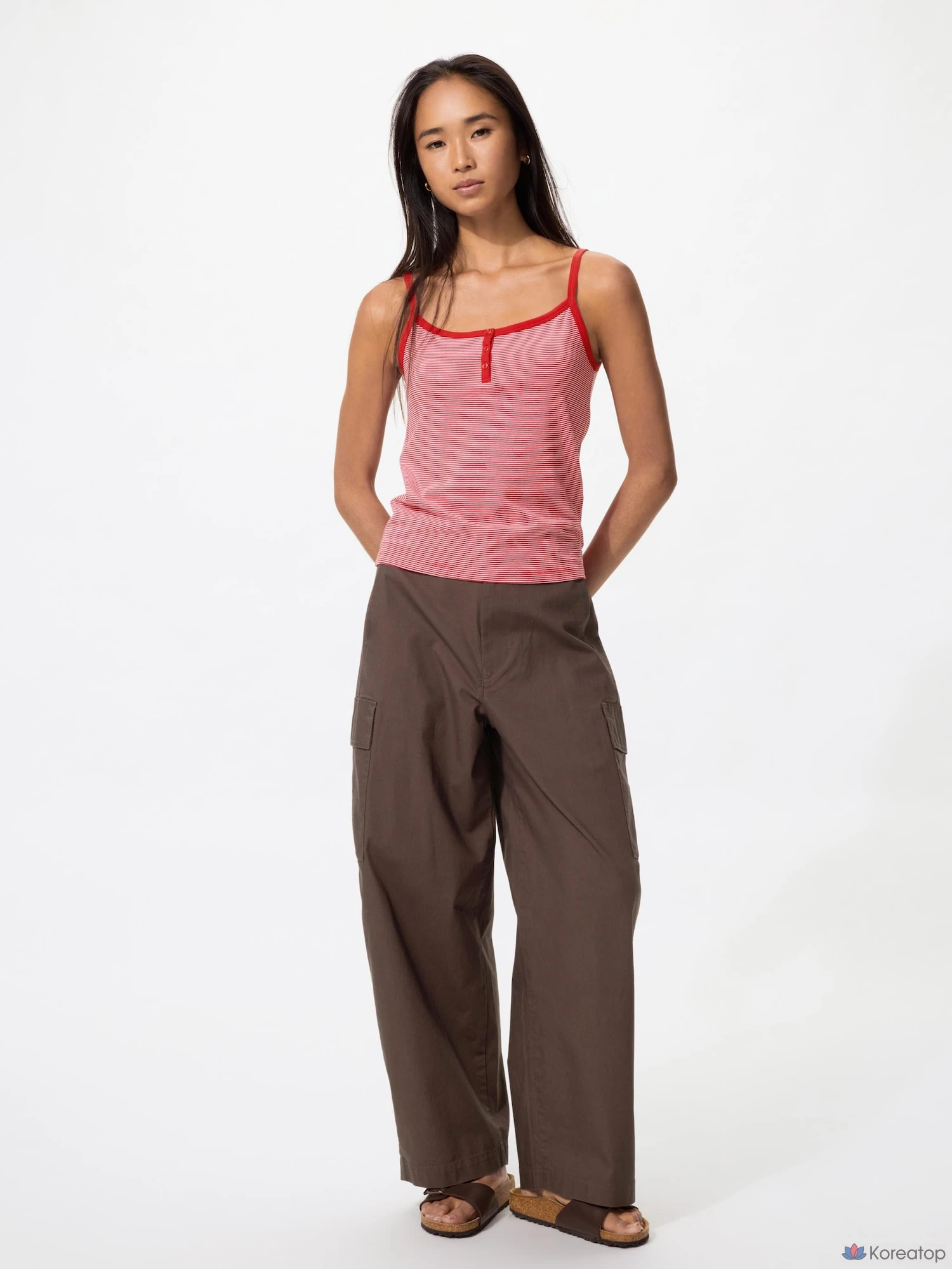 Топ Uniqlo Soft Modal Camisole, в полоску