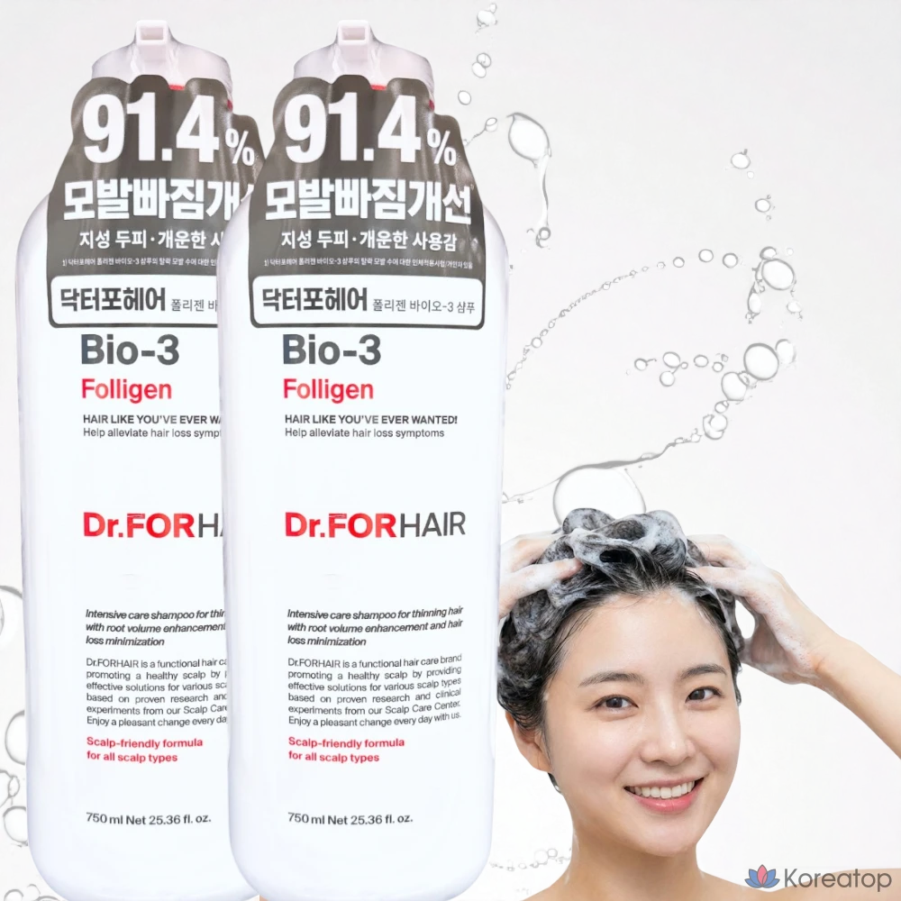 Шампунь против выпадения волос Dr. For Hair Foligen Bio3, 750 мл, 1 шт., фото 3