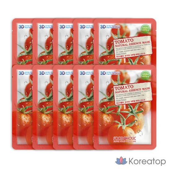 Набор из 3 стереоскопических масок FoodaHolic Tomato Natural Essence 3D, 50 листов