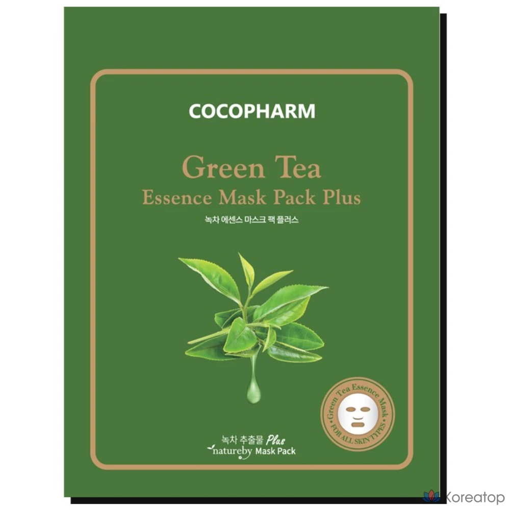 COCOPHARM Эссенция-маска для лица с зеленым чаем, 25 г, 1 упаковка, 50 листов