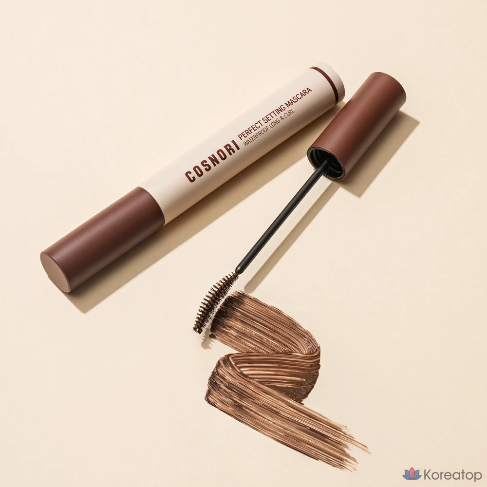 Водостойкая тушь для ресниц Cosnori Perfect Setting Waterproof Long &amp; Curl Mascara, 7 мл, оттенок 02 Cozy Brown, 1 шт.