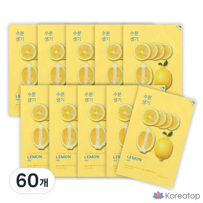 Тканевая маска для лица Holika Holika Pure Essence с ароматом лимона, 1 упаковка, 60 листов.