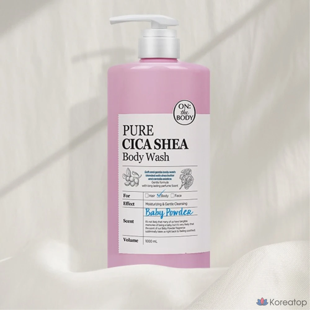 Гель для душа On the Body Pure Derma Really Gentle Body Wash для всей семьи, аромат детской присыпки 1 л, аромат белого мускуса 1 л, 1 шт.