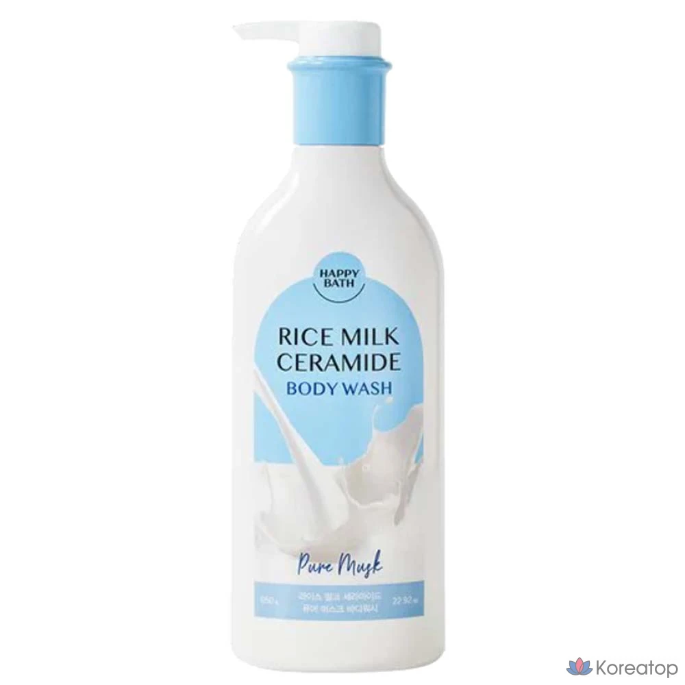 Гель для душа Happy Bath с рисовым молоком и керамидами, аромат "Чистый мускус", 1 шт., 650 г