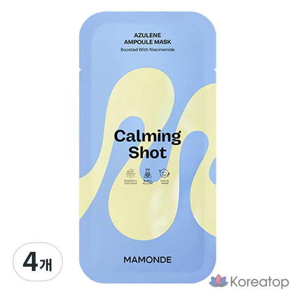 Набор успокаивающих масок-ампул Mamonde Calming Shot Azulene, 23 мл, 4 шт., 1 шт.