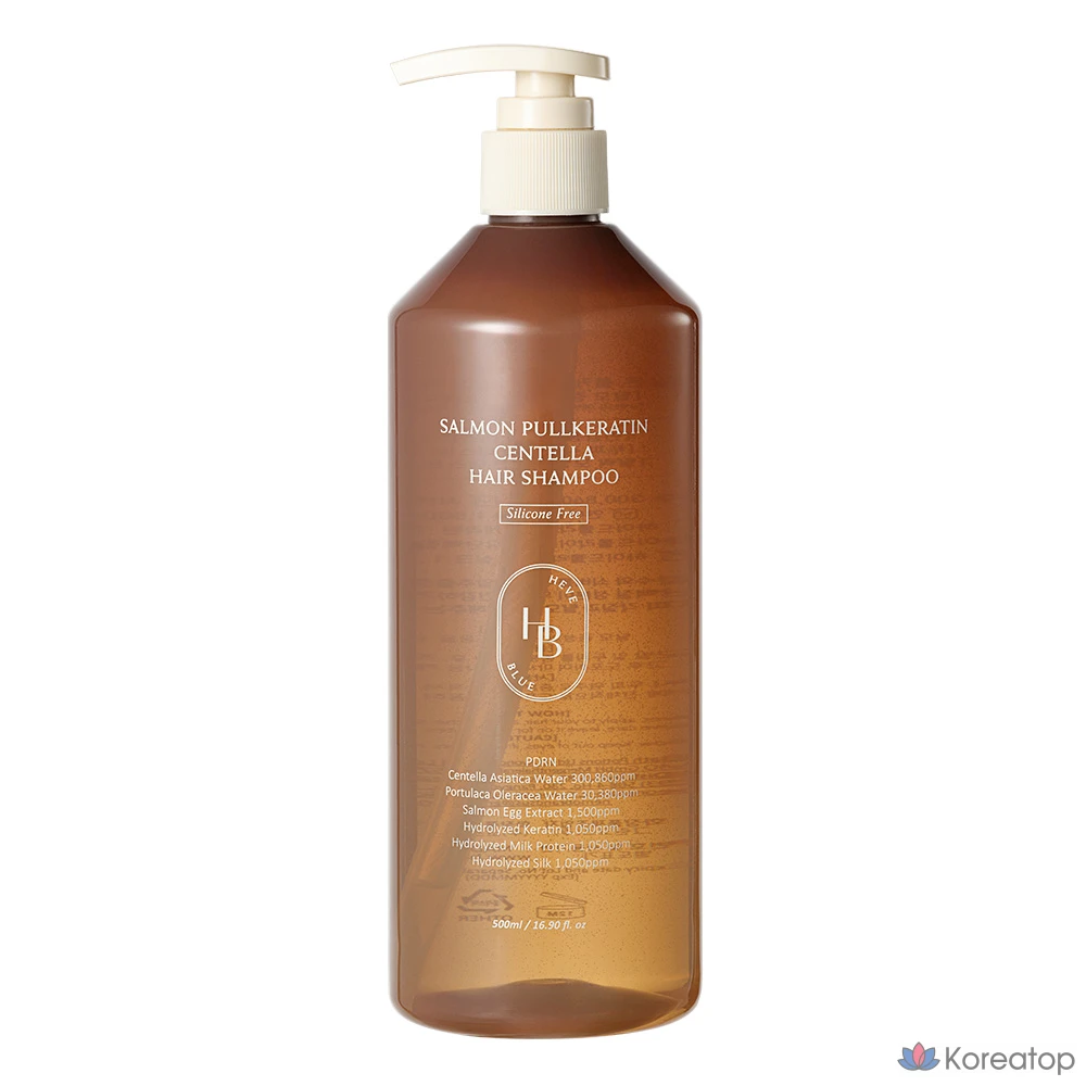 Шампунь для волос HEVEBLUE Salmon Full Keratin Centella, 1 шт., 500 мл