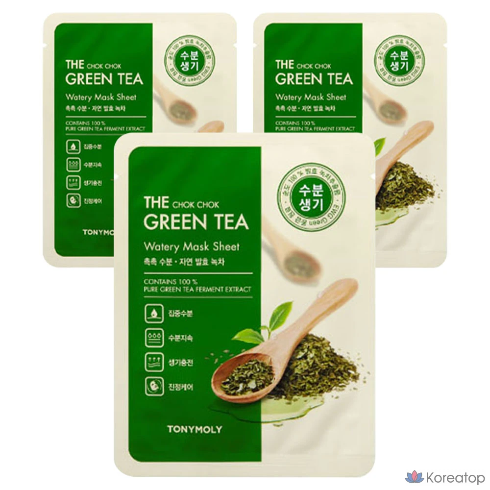 Тканевая маска для лица Tony Moly The Chok Chok Green Tea Moisture Mask, 3 шт.