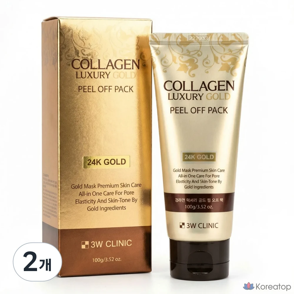 Набор для снятия макияжа 3W Clinic Collagen Luxury Gold Peel-Off Pack с 24-каратным золотом, 1 упаковка, 2 упаковки