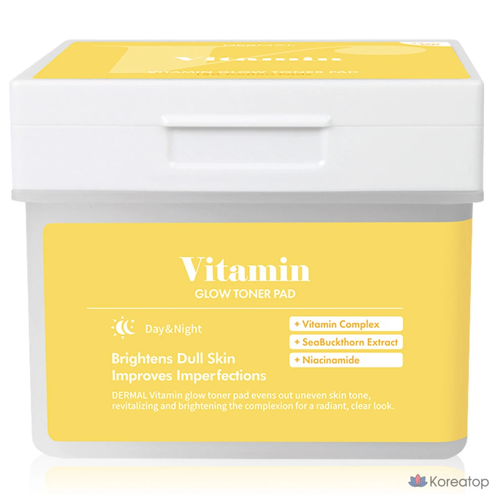 Осветляющие и отбеливающие подушечки для лица Dermal Vitamin Glow Toner Pad, AA1 Vitamin Toner Pad, 120 листов, 1 упаковка