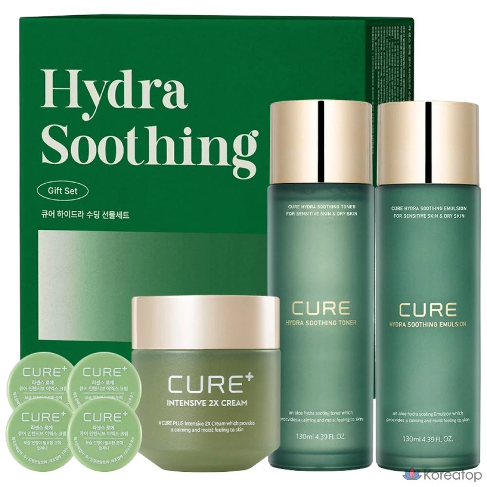 Набор KIM JEONG MOON Aloe Cure Hydra Soothing Basic Care: тоник, 2 крема-эмульсии, 10 комплектов.