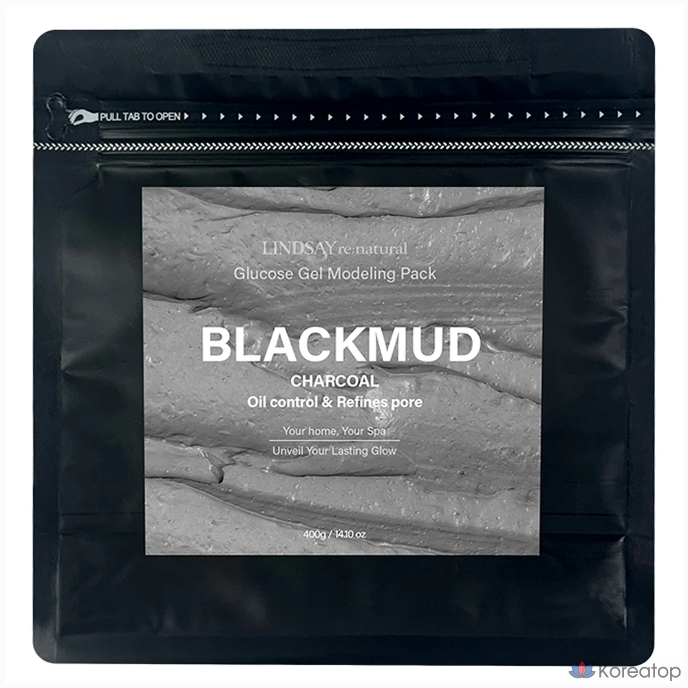 Набор для моделирования лица Lindsay Renatural Black Mud Modeling Pack, сумка на молнии, 400 г, 1 шт., 1 упаковка.