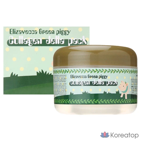 Набор тканевых масок Elizavecca Mask Pack Sheet, 1 шт., набор коллагеновых гелей Green Piggy Collagen Gel Pack.