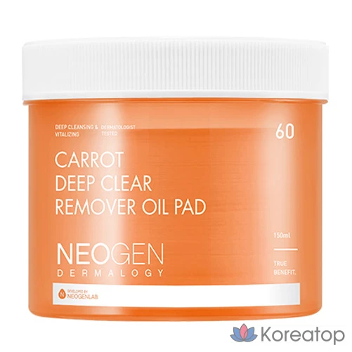 Масляные салфетки для снятия макияжа Neogen Carrot Deep Clear Remover, 60 листов, 1 упаковка.
