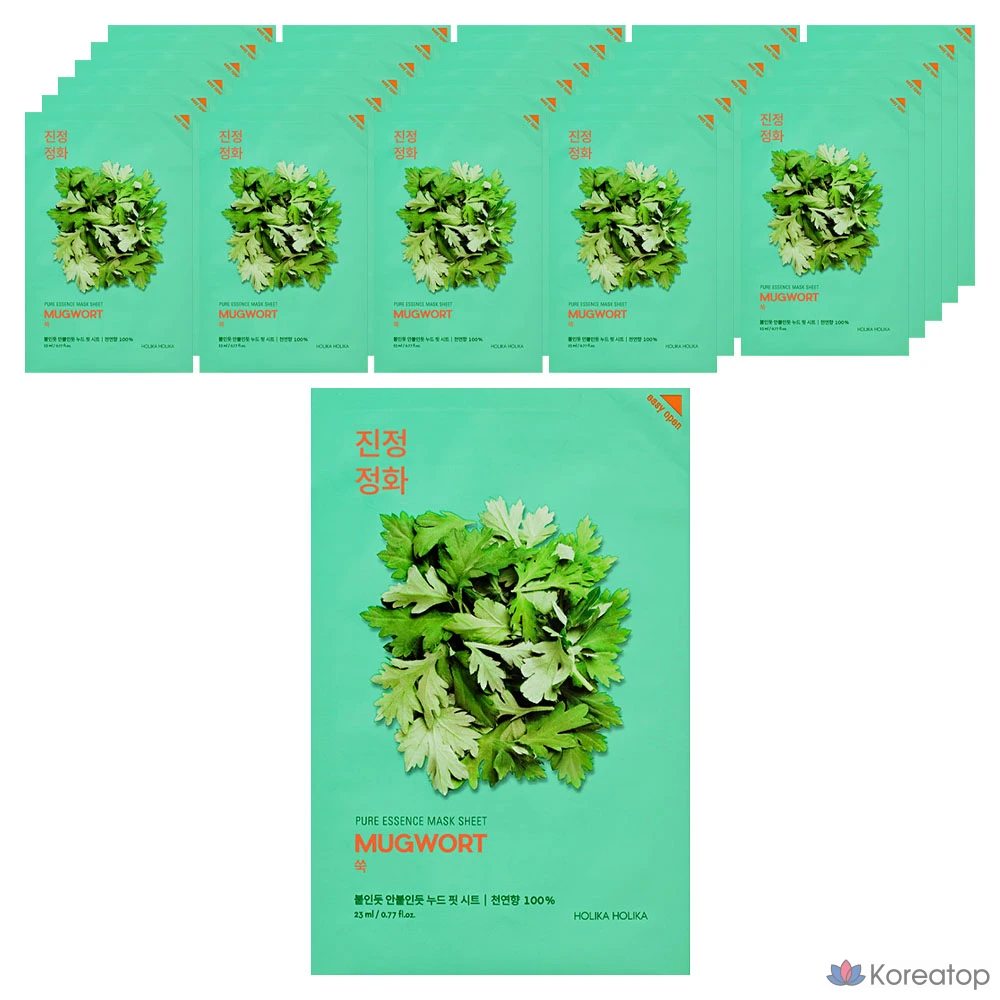 Тканевая маска для лица Holika Holika Pure Essence с экстрактом полыни, 1 упаковка, 30 листов.