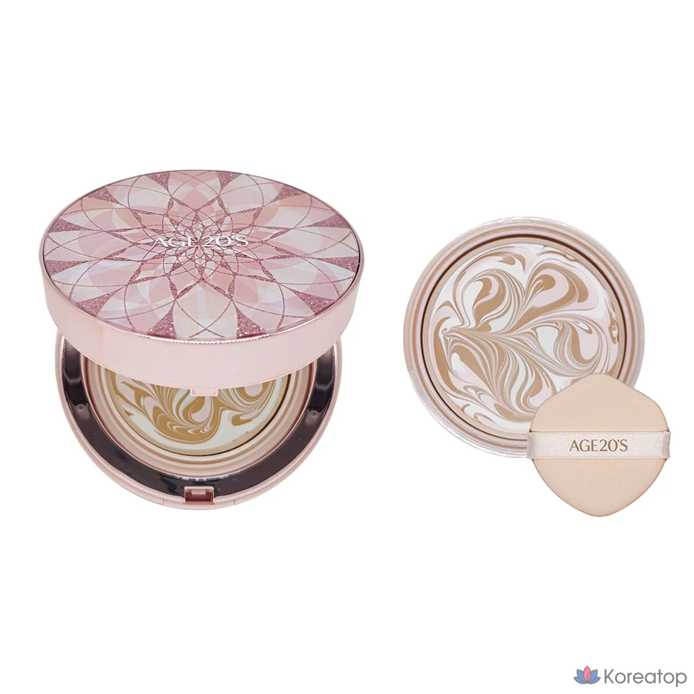 Age20s Double Blooming Diamond Essence Cover Pact Latest Version Основной продукт + Сменный блок + Совместимая пуховка, 1 шт., Double Blooming No. 23, фото 2