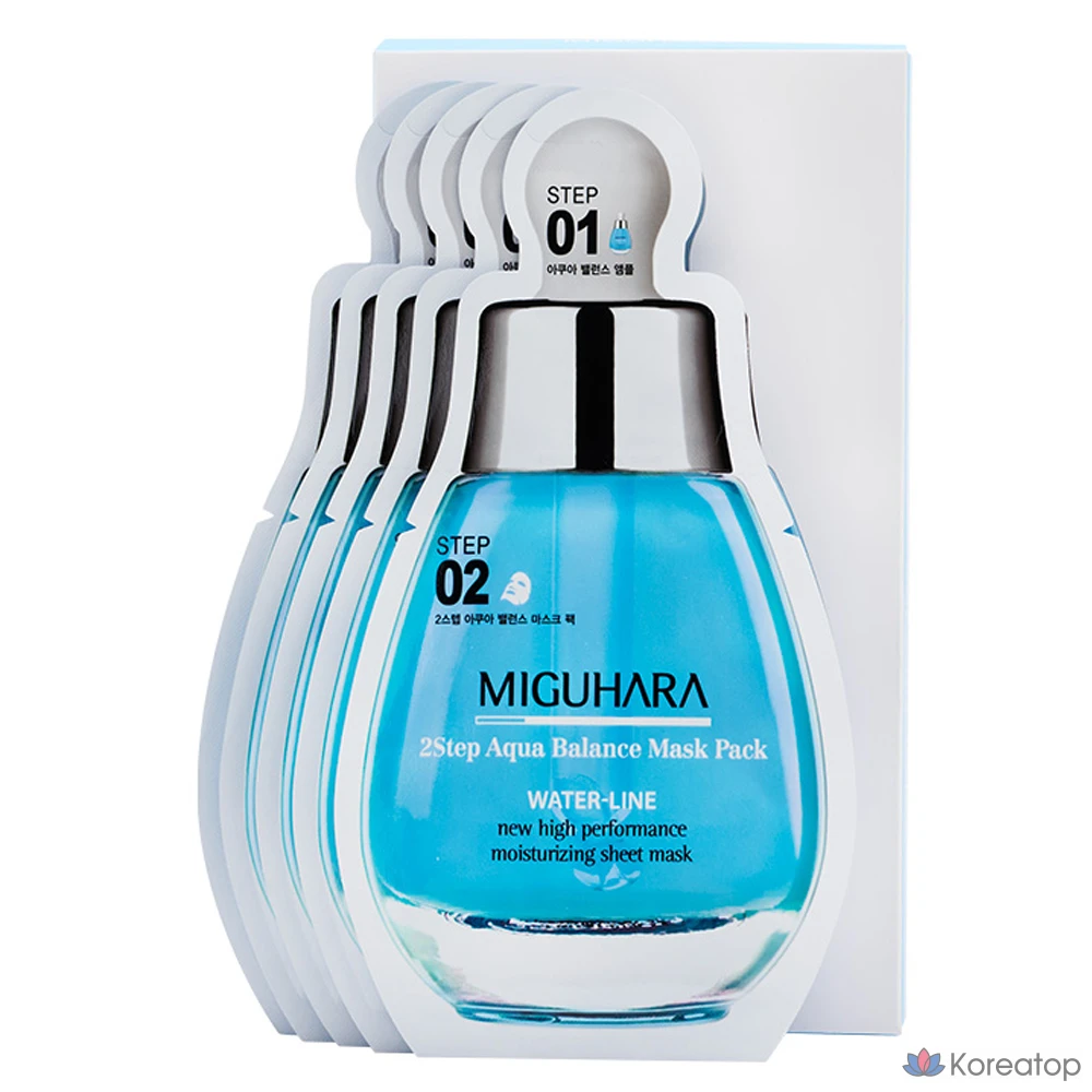 Набор из 5 масок для лица Miguhara 2-Step Aqua Balance Mask Pack.