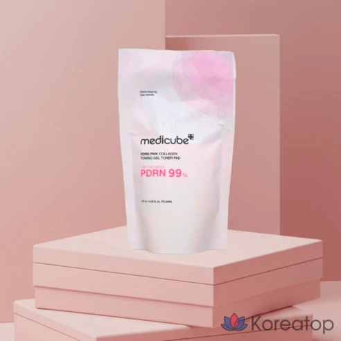 Сменная эссенция для тонирующего геля Medicube PDRN Pink Collagen Toning Gel Toner Pad (без подушечки) / Очищающая лента бесплатно