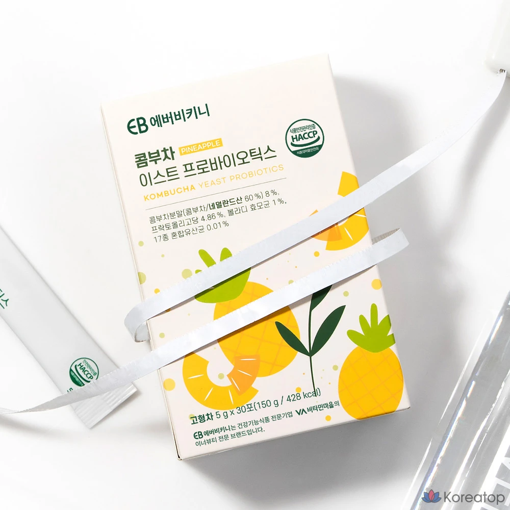 Пищевая добавка EverBikini Kombucha Yeast Probiotics Pineapple Flavor, 150 г, 30 шт.