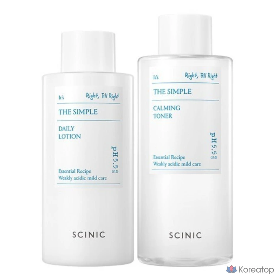 Набор Scinic The Simple Toner 300 мл + Lotion 260 мл, 2 предмета, 1 комплект