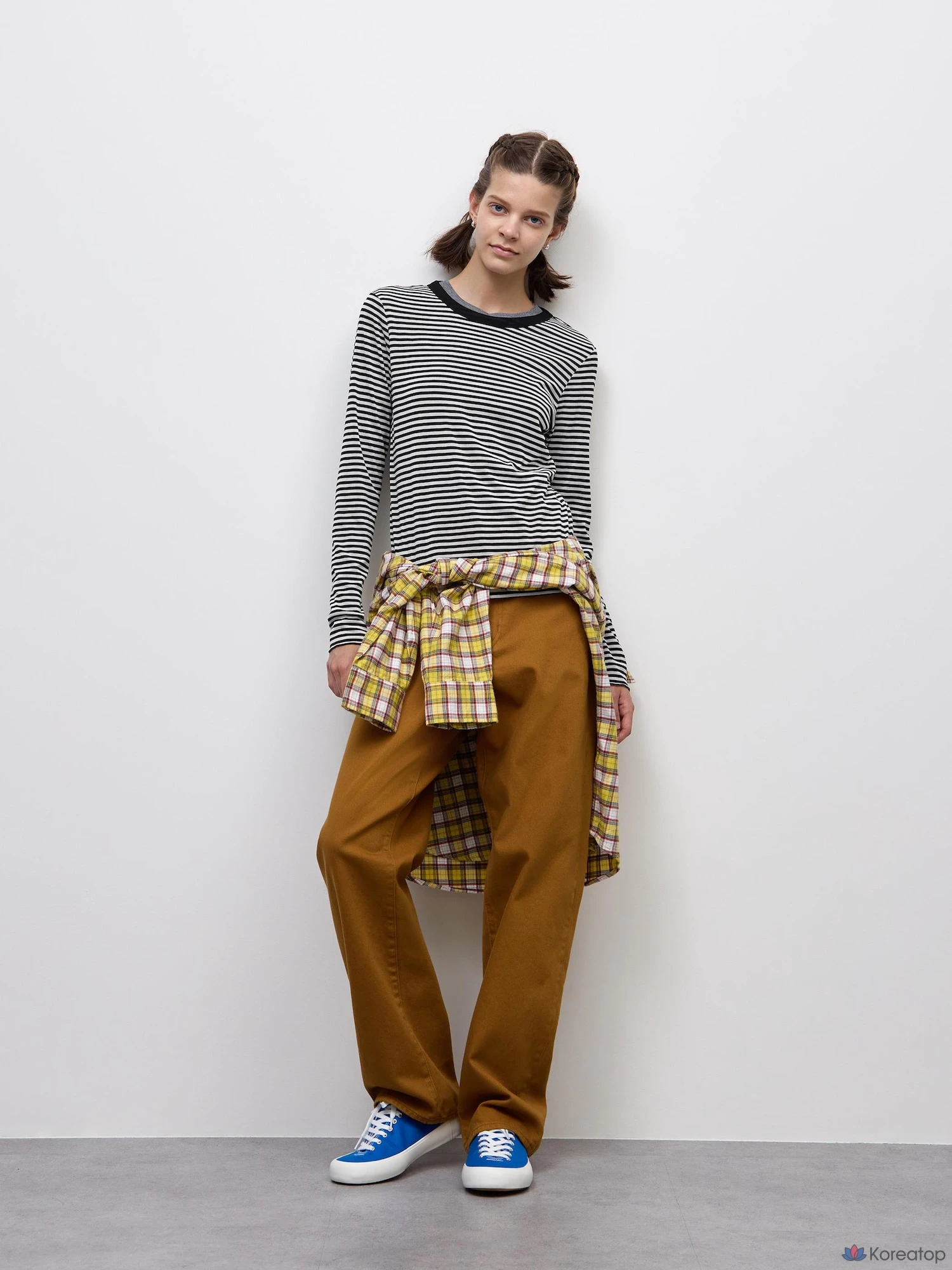 Футболка Uniqlo Soft Sheer Stripe Crew Neck T Long Sleeve