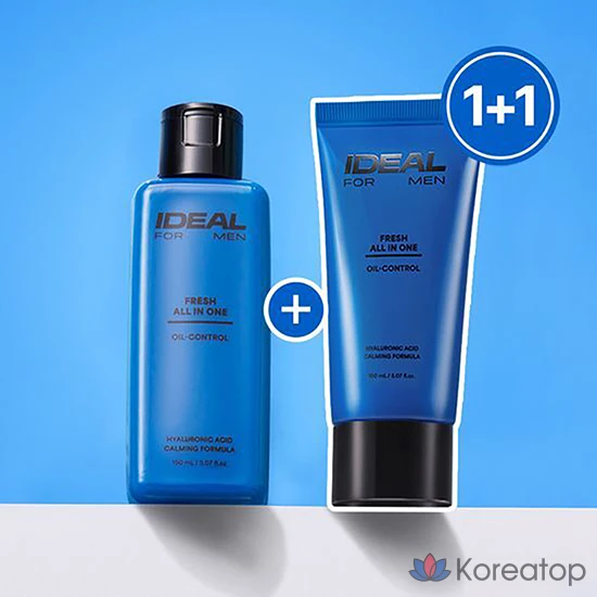 Набор для ухода Ideal For Men Fresh All-in-One Renewal, 150 мл + 150 мл + тканевая маска для лица, 2 шт., фото 2