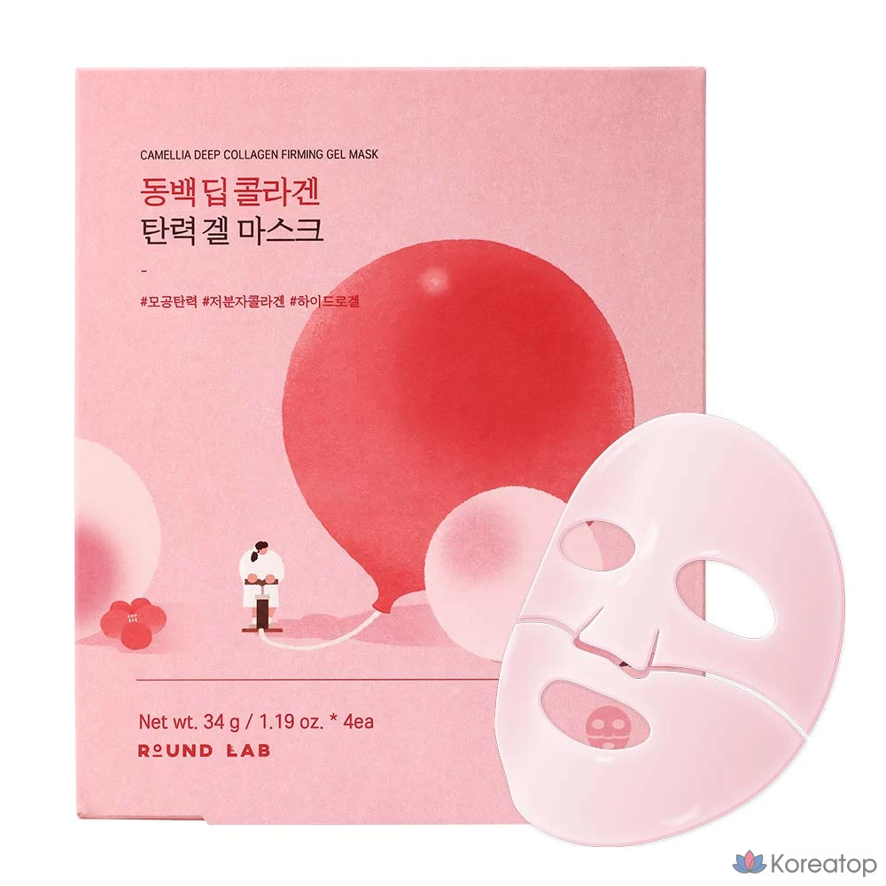 Гелевая маска Round Lab Camellia Deep Collagen Elasticity Gel Mask, 34 г, 4 шт., 1 упаковка