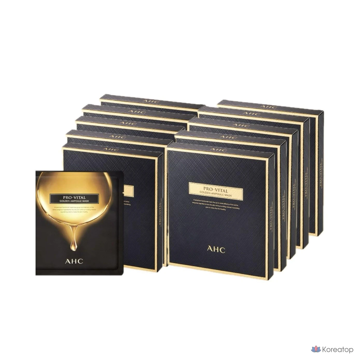 Набор ампульных масок AHC Pro Vital Golden Ampoule Mask Pack 25 г, 1 лист, 40 штук, 5 штук.